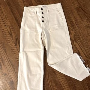 Carly Jean Hendrix Wide Leg, Ankle Jeans (Cream, Size 7)